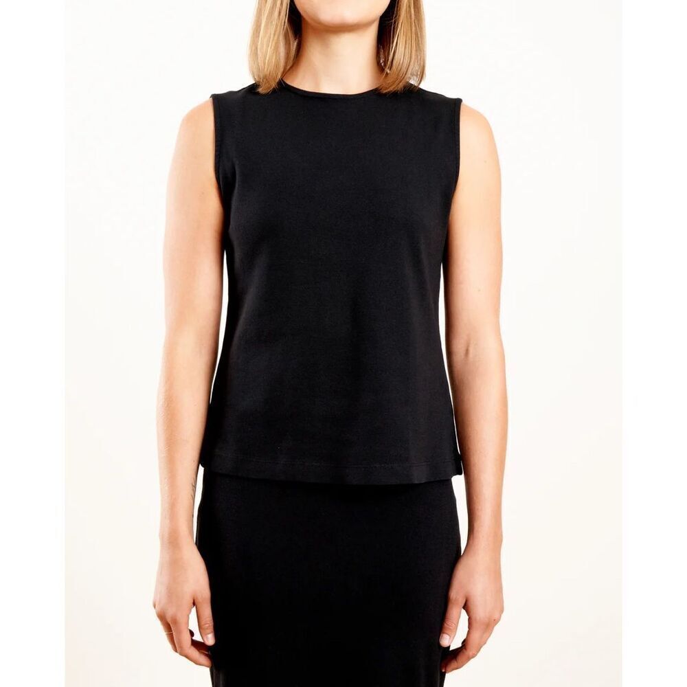 Grp1 Womens Cotton Sleeveless Relaxed Fit Round Neck Tank Top Black Size‎ Large